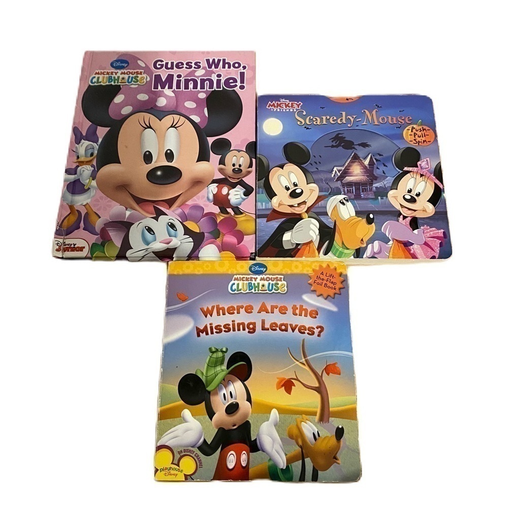 Mickey Mouse Book Bundle Disney Minnie Hardcover Scaredy Mouse Fall Leaves Guess